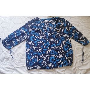 Soho blue floral v neck blouse